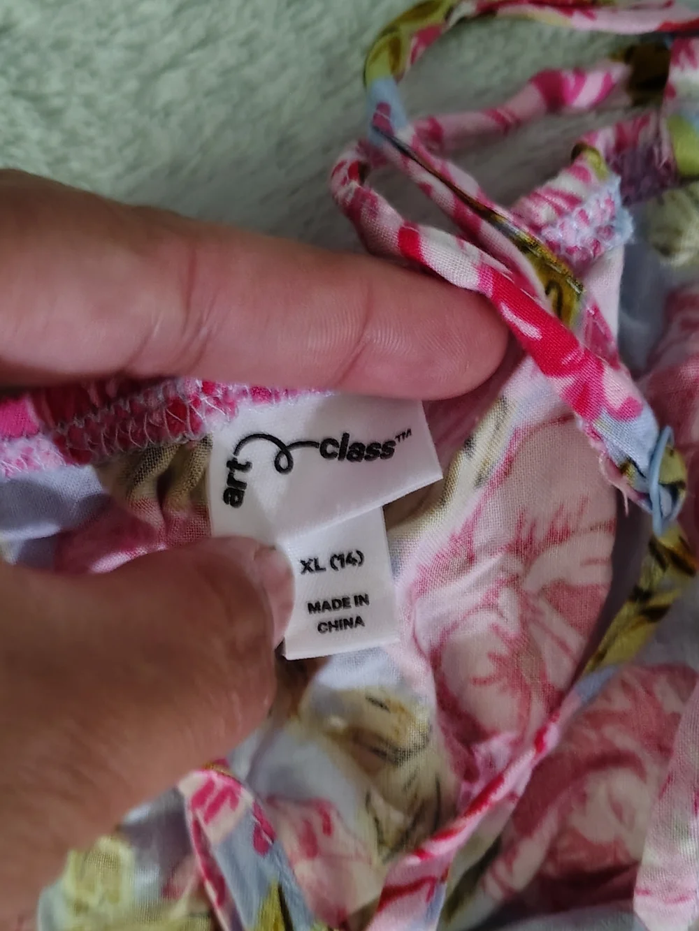 art class Pink Rose-Print Spaghetti Strap Dress